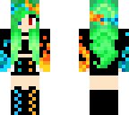 ice and fire girl with green hair