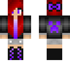 creeper hoodie girl with red hair and purple bow