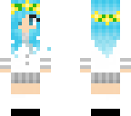 flowery blue hair school girl
