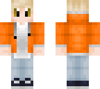 blonde hair orange hoodie