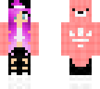 purple haird pink bear girl