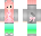 pink grey green cat girl