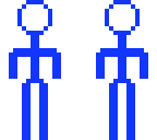 blue stick man figure