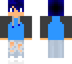 blue hair with blue hoodie