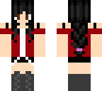 black haired girl red shirt