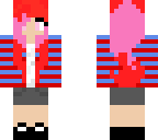 candy striped girl with pink and red hair