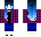 girl with blue hair and pink flannel and jeans