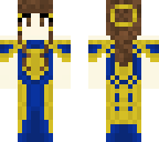 woman in a golden blue dress