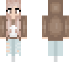 brown hoodie girl with pink hair