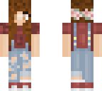 brunette in dungarees