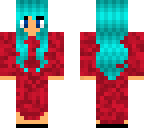 blue haired girl with dress