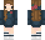navy and burgundy flower chibi