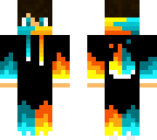 blue and orange flame boy