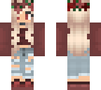 cute red girl with flower crown and jeans