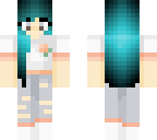 peach shirt and ripped jeans