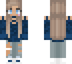 blonde with navy blue outfit