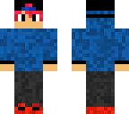 blue hoodie with black hat