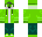 green wolf with headphones and hoodie