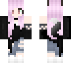 pink hair black clothes girl