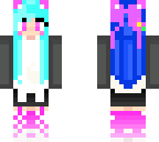 two blue hair and somecute top skirt