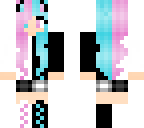 half blue half pink girl