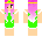 pink hair with green dress