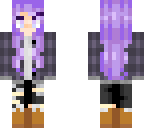 girl with purple hair and purple plaid shirt