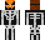 skeleton costume and pumpkin mask