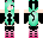 pink and teal cat girl