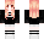 peach hair girl with black sweater