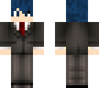 blue hair black suit