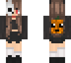skull girl with kawaii pumpkin