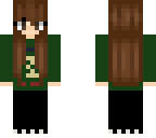 green top and black trousers