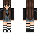 brunette w blue overalls