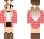 cute pink plaid girl with flowers