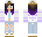 short purple hair with hat