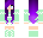 teal jacket girl with purple hair