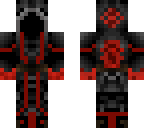 hooded figure red and grey