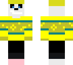 saneess in yellow winter cloths and teal stripes
