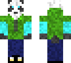 panda with a blue and green hoodie
