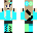 blue and green cat girl