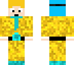gold suit with blue and yellow hair