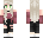 blond hair girl with a red shirt and green eyes