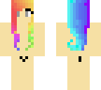 bikini girl w rainbow hair except no bikini
