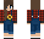 red plaid overall girl