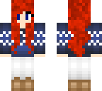 redhead with blue sweater
