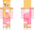 blonde hair w pink overalls