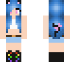 blue haired girl with cat ears and tail
