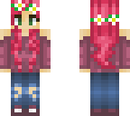 pink haired girl with flower crown