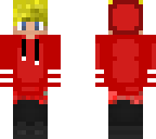 blonde hair with red jacket